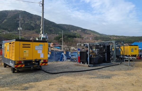 한국가스공사가 공기를 활용한 자사 최초 배관입증시험을 진행하고 있다.
