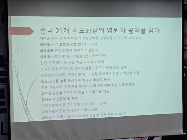 박창환이 분석한 21개 시도회장들의 핵심 공약사항.